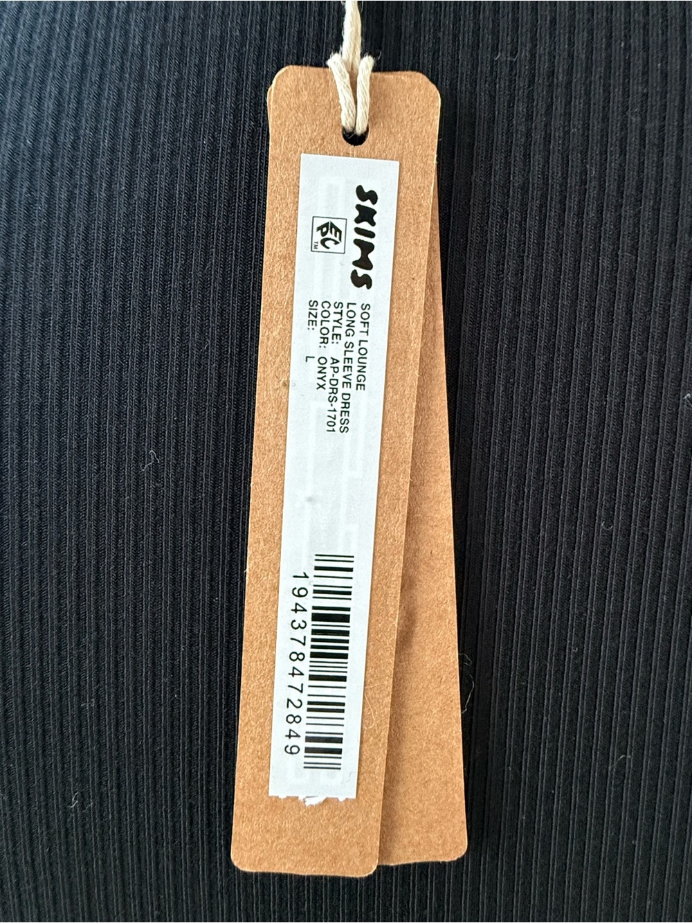 SKIMS Black Long Sleeve Square Neck Maxi Dress, Soft Lounge - Picture 8 of 9